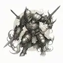 tempular knight of the epilepsy order fighting demons  tattoo design idea