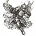knight of the epilepsy order fighting demons  tattoo design idea