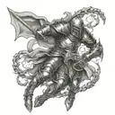 knight of the epilepsy order fighting demons  tattoo design idea