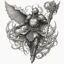 knight of the epilepsy order fighting demons  tattoo design idea