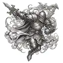 knight of the epilepsy order fighting demons  tattoo design idea