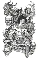 epilepsy tempel warrior surrounded by demons  tattoo design idea