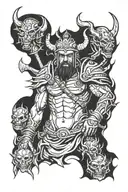 epilepsy tempel warrior surrounded by demons  tattoo design idea