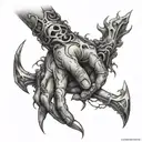 epilepsi integrated within the scythe of chaos in the hands of a undaed high pirest of the order epilepsi tattoo design idea