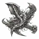 epilepsi integrated within the scythe of chaos in the hands of a undaed high pirest of the order epilepsi tattoo design idea
