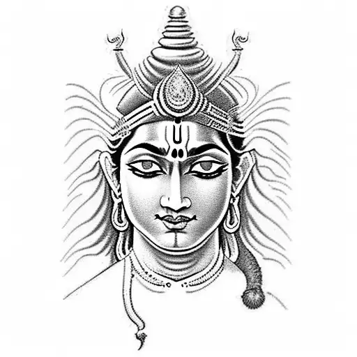 combination of lord shiva and krishna  tattoo design idea