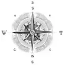 A dotwork tattoo of a compass surrounded by constellations, representing the client's passion for astrology and travel. tattoo design idea