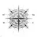 A dotwork tattoo of a compass surrounded by constellations, representing the client's passion for astrology and travel. tattoo design idea