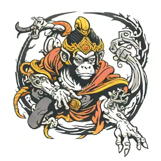 monkey king tattoo design idea