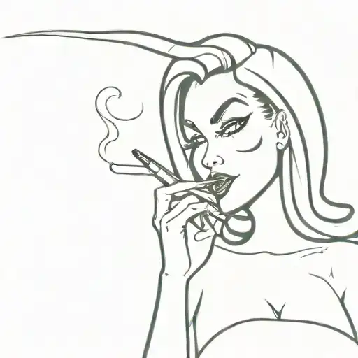 Jessica Rabbit carttoon smoking a blunt  tattoo design idea