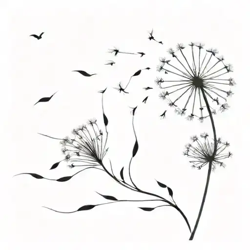 dandelion blowing tattoo design idea