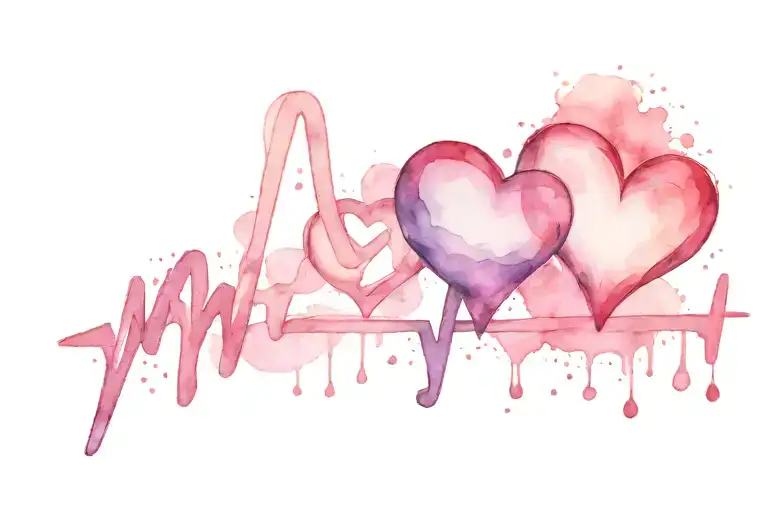 heartbeat symbol containing 2 hearts and 2 birthdays tattoo design idea