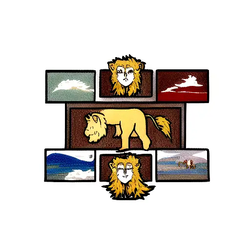 Lion flag tattoo design idea