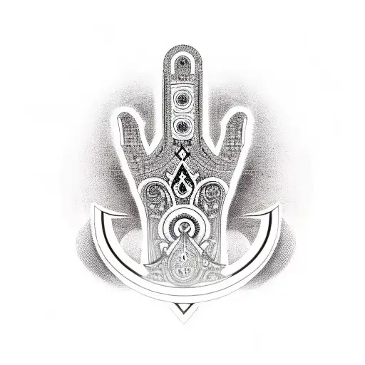 Hamsa Symbol with ankh tattoo design idea