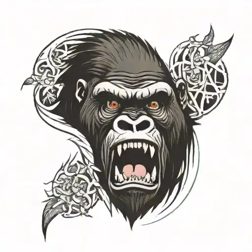 The gorilla is angry eyes tattoo design idea