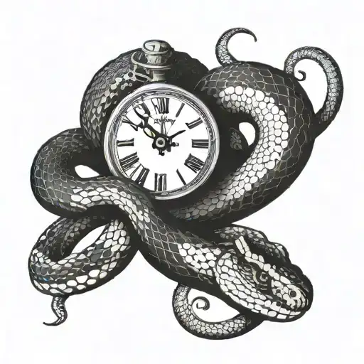 number 8, snake, clock tattoo design idea