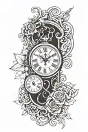 number 8,  clock tattoo design idea