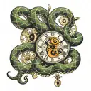 number 8, snake, clock tattoo design idea