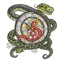 number 8, snake, clock tattoo design idea