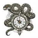 number 8, snake, clock tattoo design idea