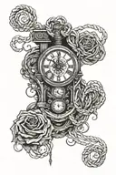 with the number 8, broken rope, clock tattoo design idea