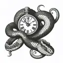 number 8, snake, clock tattoo design idea