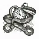 number 8, snake, clock tattoo design idea