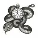 number 8, snake, clock tattoo design idea