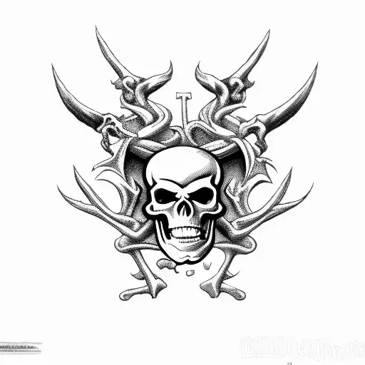 black and white 70s satanic style cartoon skeletons in a graveyard but several skeletons  tattoo design idea