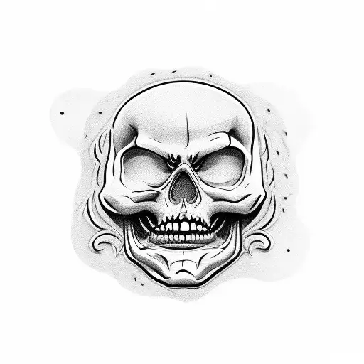 black and white cartoon skeletons in a graveyard  tattoo design idea