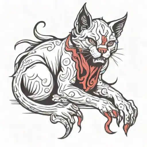 demon cat cry tattoo design idea