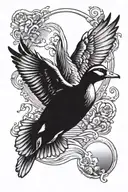 duck flying towards the sun tattoo design idea