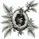 open beehive in a apple tree tattoo design idea