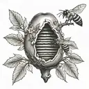 open beehive in a apple tree tattoo design idea