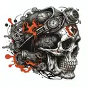 firefighter and skull tattoo design idea