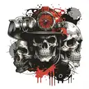 firefighter and skull tattoo design idea