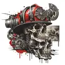 firefighter and skull tattoo design idea