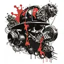 firefighter and skull tattoo design idea