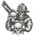 firefighter and skull tattoo design idea