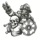 firefighter and skull tattoo design idea
