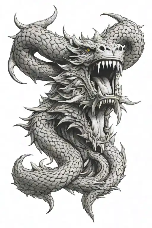 jormungandr wrapping around fenrir head surrounded tattoo design idea
