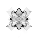 mix of an abstract and geometric style. It features a series of overlapping triangles in various shades of black, gray,  tattoo design idea