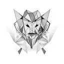 mix of an abstract and geometric style. It features a series of overlapping triangles in various shades of black, gray,  tattoo design idea