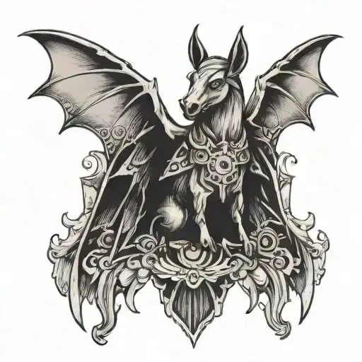 horse bat wings tattoo design idea