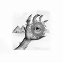 Hansa hand with Ra eye and Egyptian open winds  tattoo design idea