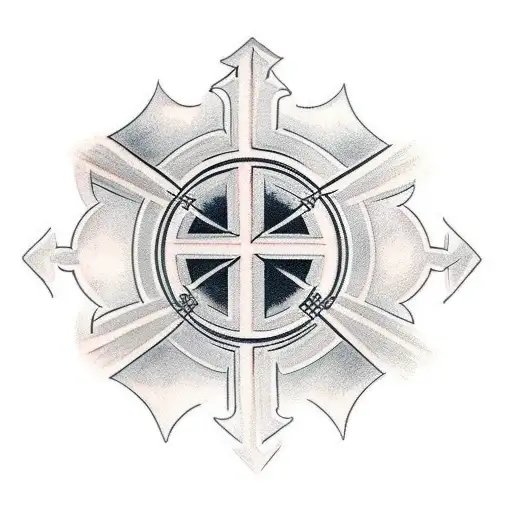 Wood grain cross with Ephesians 6:10 tattoo design idea