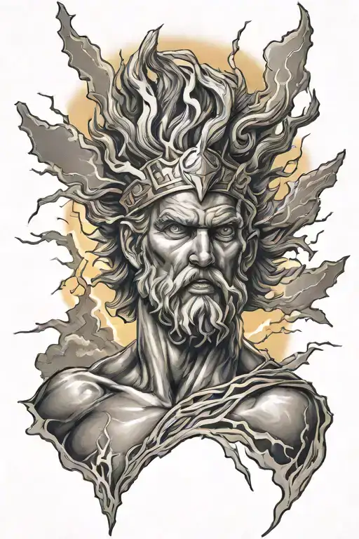 greek god lightning storm background tattoo design idea