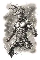 greek god lightning storm background tattoo design idea