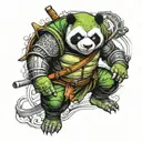 panda warrior dressed as ninja turtle tattoo design idea