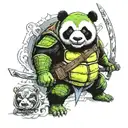 panda warrior dressed as ninja turtle tattoo design idea